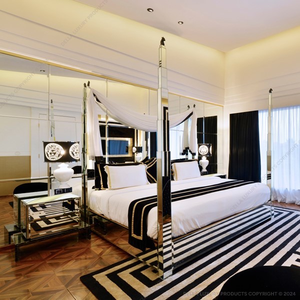 Della Home Furniture Luxury Bedrooms & Wardrobes Mirror Collection Bed Sidetable Product Image