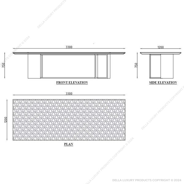 Della Luxury Home Furniture Aerglo Black Ten-Seater Dining Table (HOME52894) Product Image