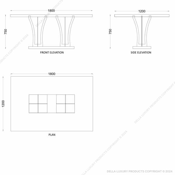Della Home Furniture Luxury Living Dining & Bar Gira collection DIning Table eight seater Product Image