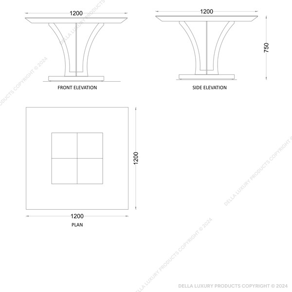 Della Home Furniture Luxury Living Dining & Bar Gira collection DIning Table four seater Product Image