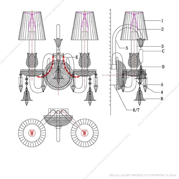 Della Lights Decorative Lights Wall Lamps Mozart Collection LIGH52574