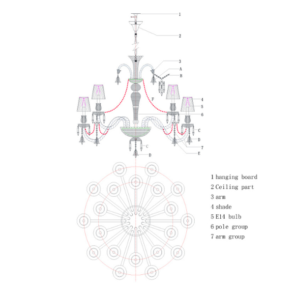 Mozart Crystal Glass Chandelier