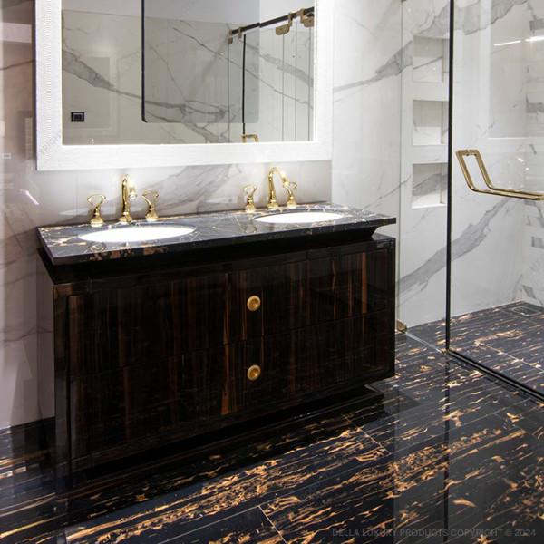 Della Luxury Tiles Marble Look Gold Portoro Collection Portoro TILE52021