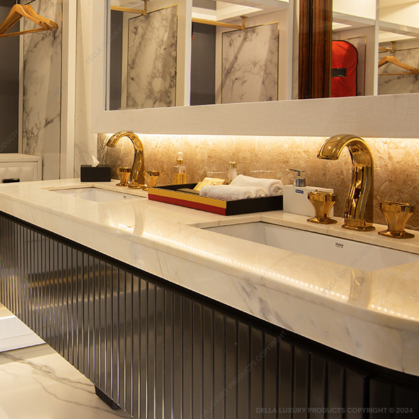 Modern basin faucet golden colour