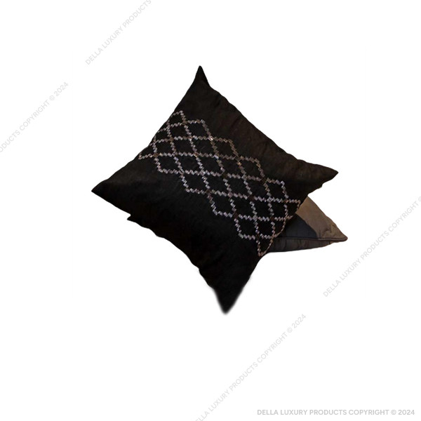 Black Hand Embroidered Cushion