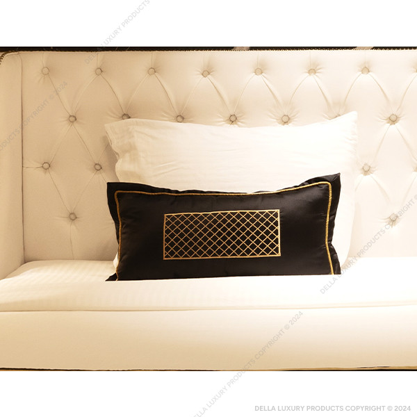 Black Embroidered Lumbar