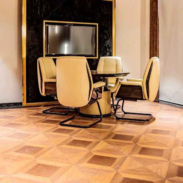 Della Flooring Laminated 12mm Light Brown Leather Stitch Laminate Parquet FLOO511