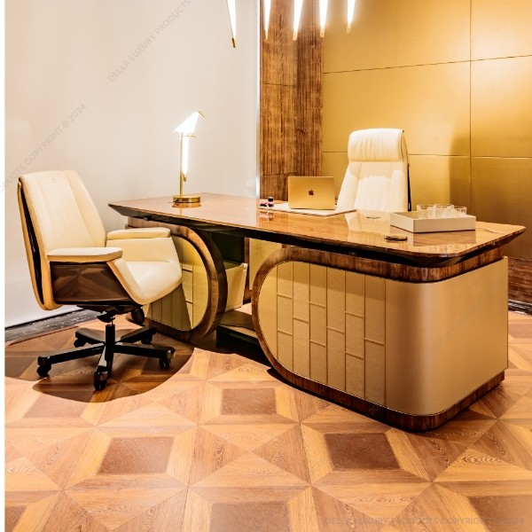 Della Flooring Laminated 12mm Light Brown Leather Stitch Laminate Parquet FLOO511
