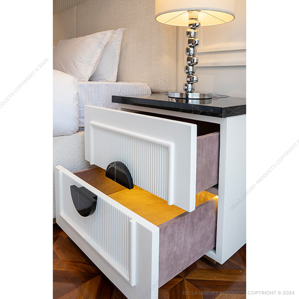 Della Bedrooms Luxury Rapithwin Collection Bedside Table Product Image