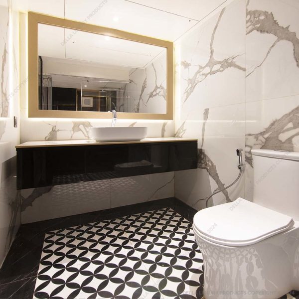 Black Floral Mediterranean Tile