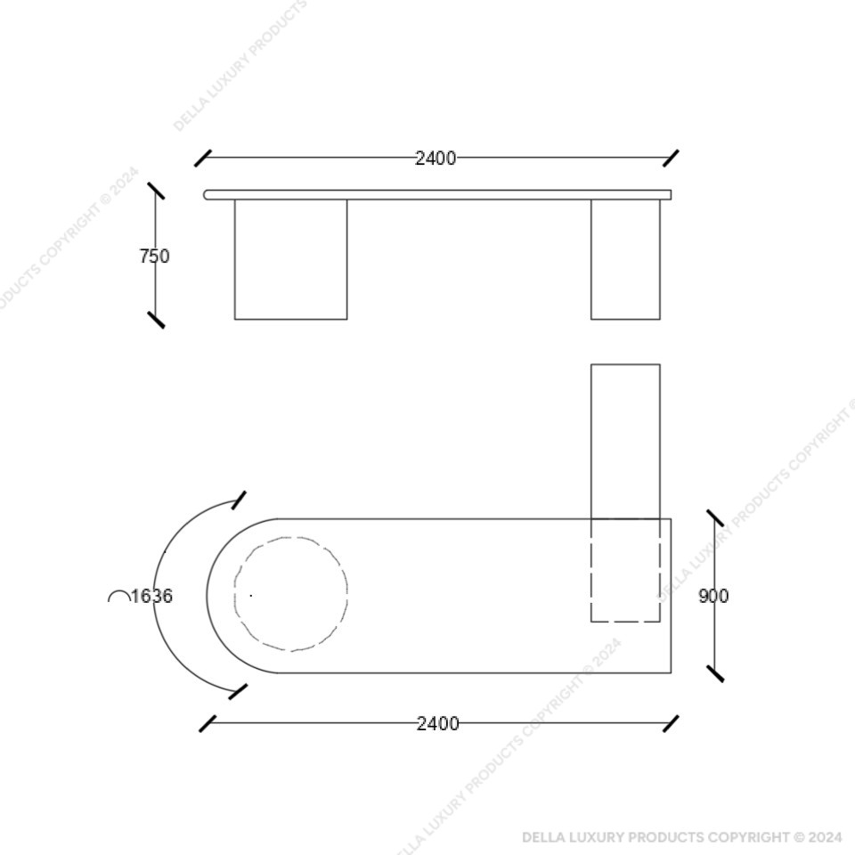 Della office furniture luxury cranaus collection senior management desk drawing