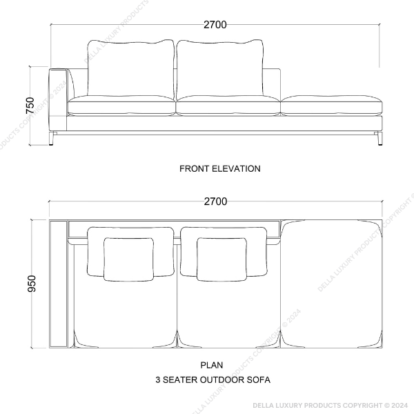 Della Outdoor Furniture Luxury Outdoor Sets Three Seater Sofa Havelock Thumbnail