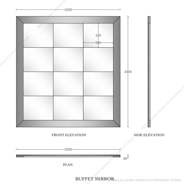 Della Luxury Home Furniture Abeesh Collection Buffet Mirror HOME-WP-522129 Product Image
