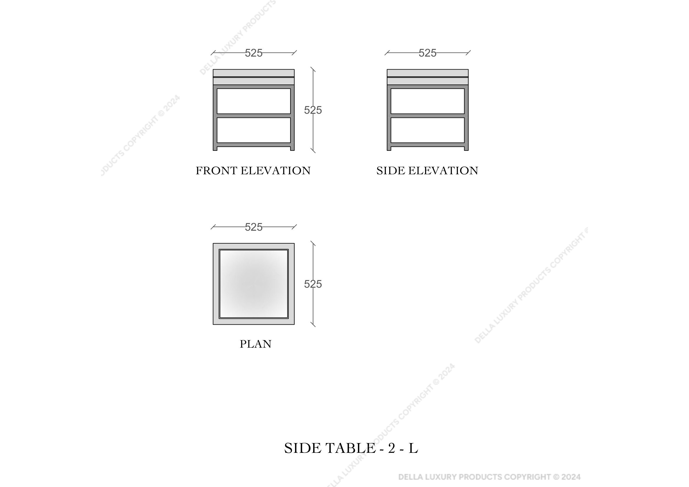 Della Home Furniture Luxury Living Room Abeesh Collection Side Table-1 L Drawing