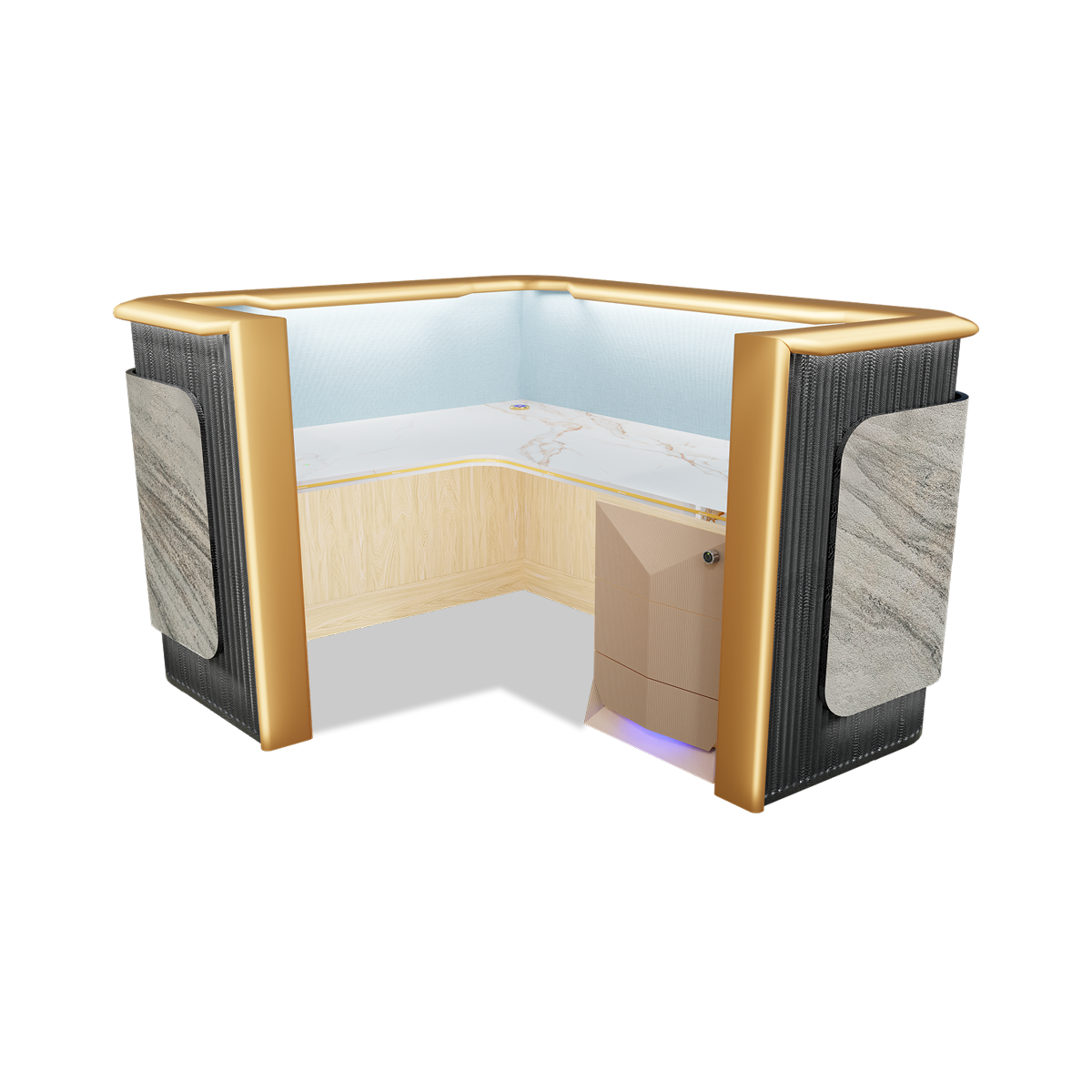 Della Luxury Products - Office Products - Office Workstation - Maria - 90 Degree Workstation (Right Hand Extended)