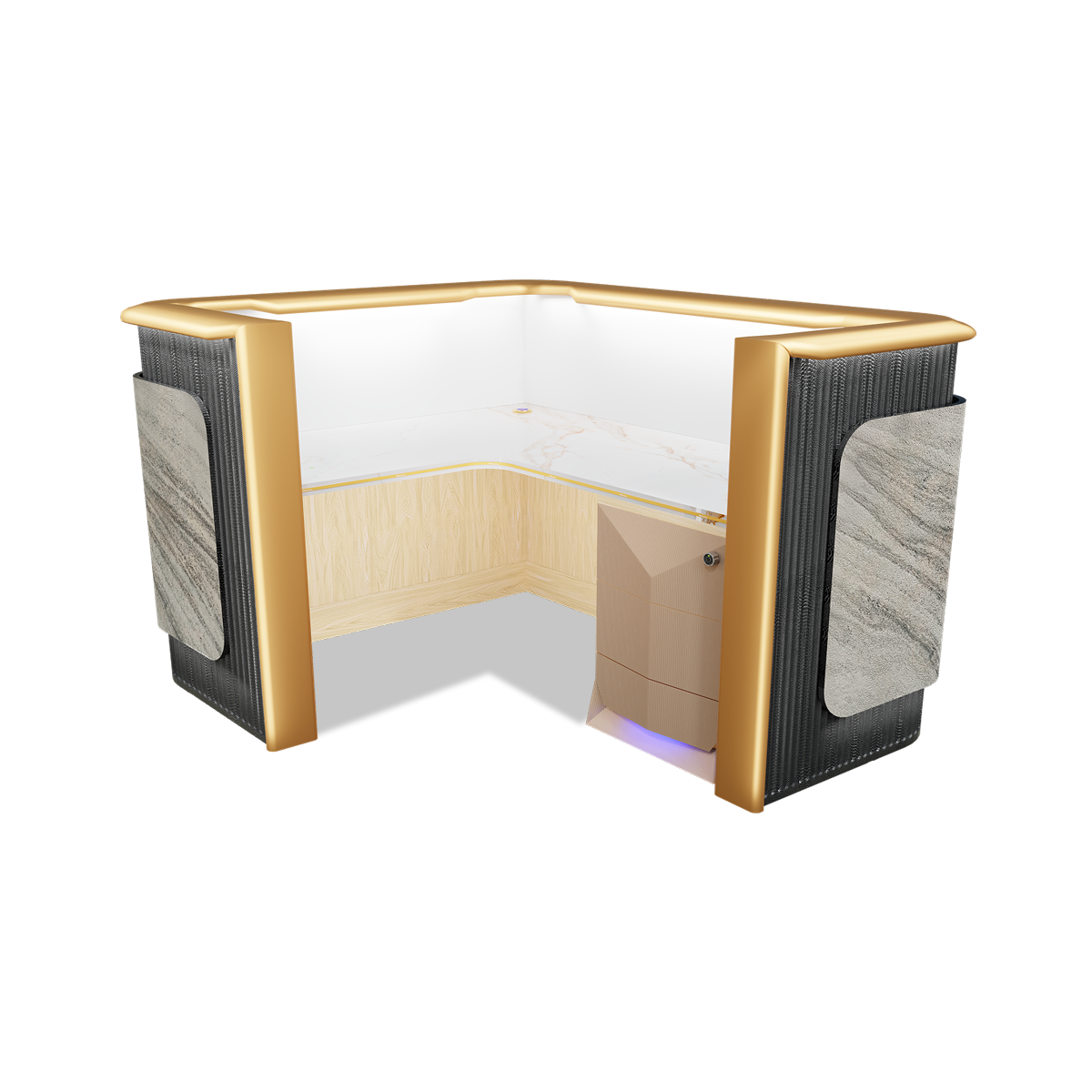 Della Luxury Products - Office Products - Office Workstation - Maria - 90 Degree Workstation (Right Hand Extended)
